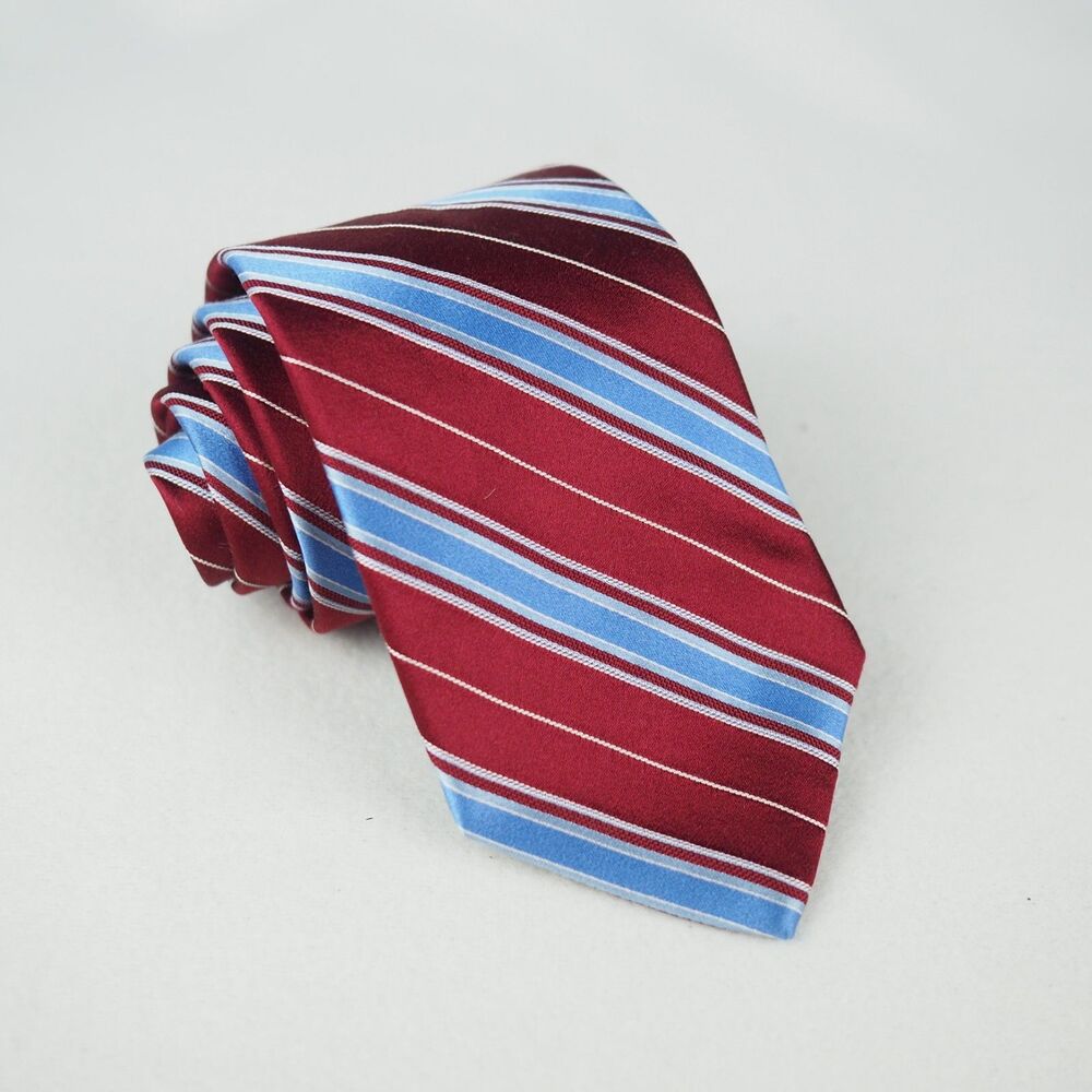 Brooks Brothers English Silk Necktie Red Blue Striped Tie Made in USA